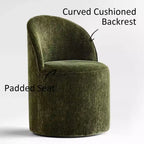 Sedia da pranzo con ruote in ciniglia – Set da 2 | Beige / Nero / Marrone / Verde salvia / Verde oliva / Terra / Brie