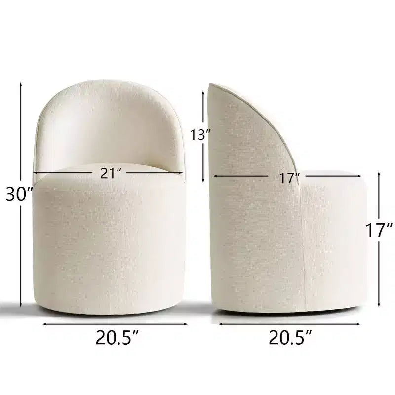 Sedia da pranzo con ruote in ciniglia – Set da 2 | Beige / Nero / Marrone / Verde salvia / Verde oliva / Terra / Brie