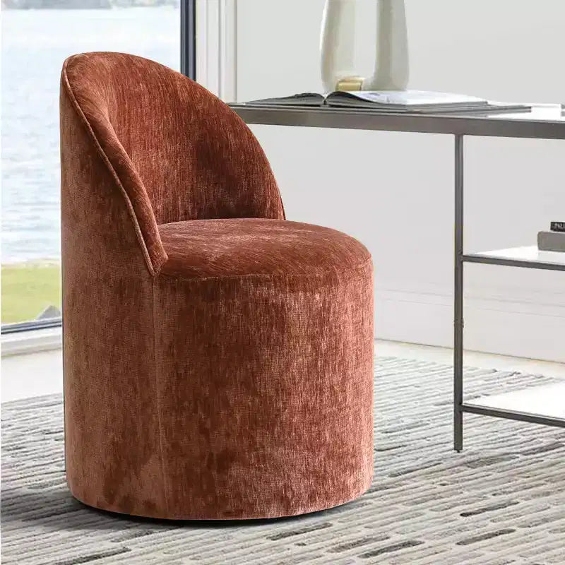 Sedia da pranzo con ruote in ciniglia – Set da 2 | Beige / Nero / Marrone / Verde salvia / Verde oliva / Terra / Brie