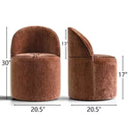 Sedia da pranzo con ruote in ciniglia – Set da 2 | Beige / Nero / Marrone / Verde salvia / Verde oliva / Terra / Brie
