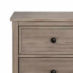 Comodino in legno grigio a 2 cassetti con pomelli rotondi, per 1
