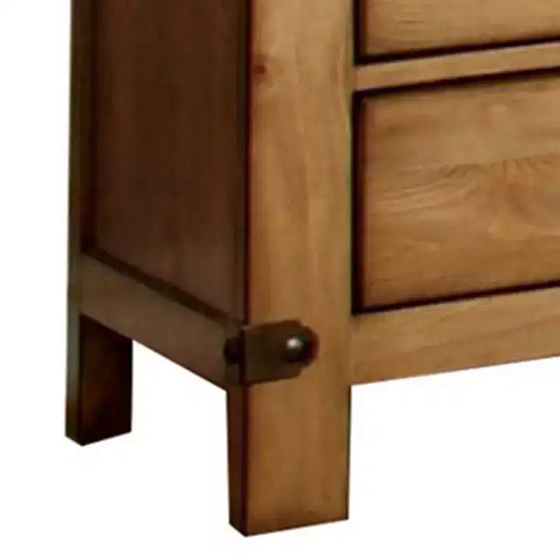 Comodino in legno marrone con presa USB, singolo