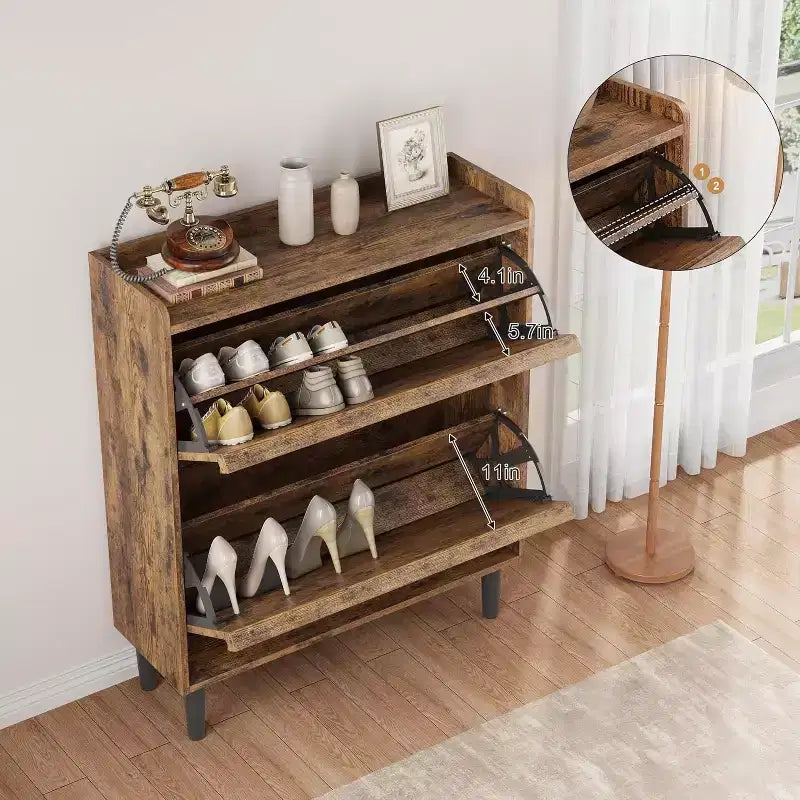 Scarpiera a cassetti a ribalta – Nero / Marrone / Grigio / Bianco / Color legno – Contiene 18–24 paia