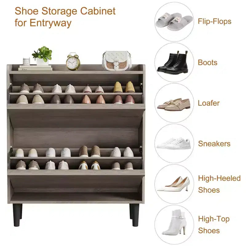 Scarpiera a cassetti a ribalta – Nero / Marrone / Grigio / Bianco / Color legno – Contiene 18–24 paia