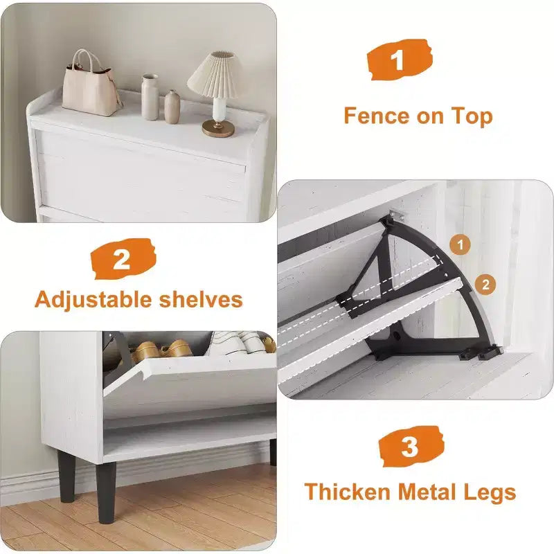 Scarpiera a cassetti a ribalta – Nero / Marrone / Grigio / Bianco / Color legno – Contiene 18–24 paia