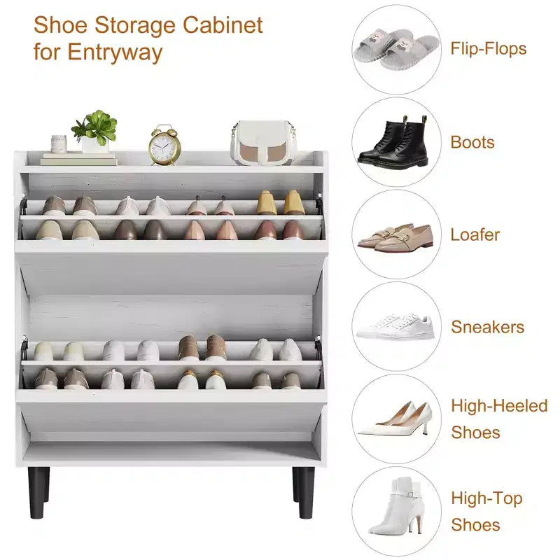 Scarpiera a cassetti a ribalta – Nero / Marrone / Grigio / Bianco / Color legno – Contiene 18–24 paia