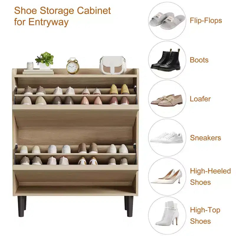 Scarpiera a cassetti a ribalta – Nero / Marrone / Grigio / Bianco / Color legno – Contiene 18–24 paia