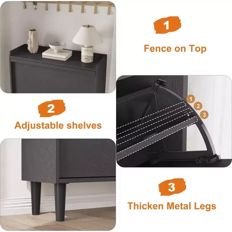 Scarpiera a cassetti a ribalta – Nero / Marrone / Grigio / Bianco / Color legno – Contiene 18–24 paia