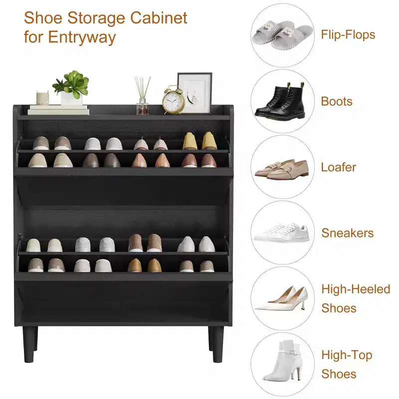 Scarpiera a cassetti a ribalta – Nero / Marrone / Grigio / Bianco / Color legno – Contiene 18–24 paia