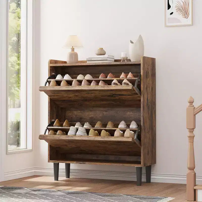 Scarpiera a cassetti a ribalta – Nero / Marrone / Grigio / Bianco / Color legno – Contiene 18–24 paia