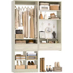 Set di armadi a 2 unità beige/bianco con organizer a muro, per 2 utenti