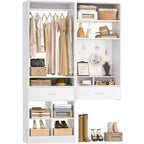 Set di armadi a 2 unità beige/bianco con organizer a muro, per 2 utenti