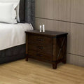 Comodino Marrone a 3 Cassetti con Maniglie in Metallo, Singolo, Legno