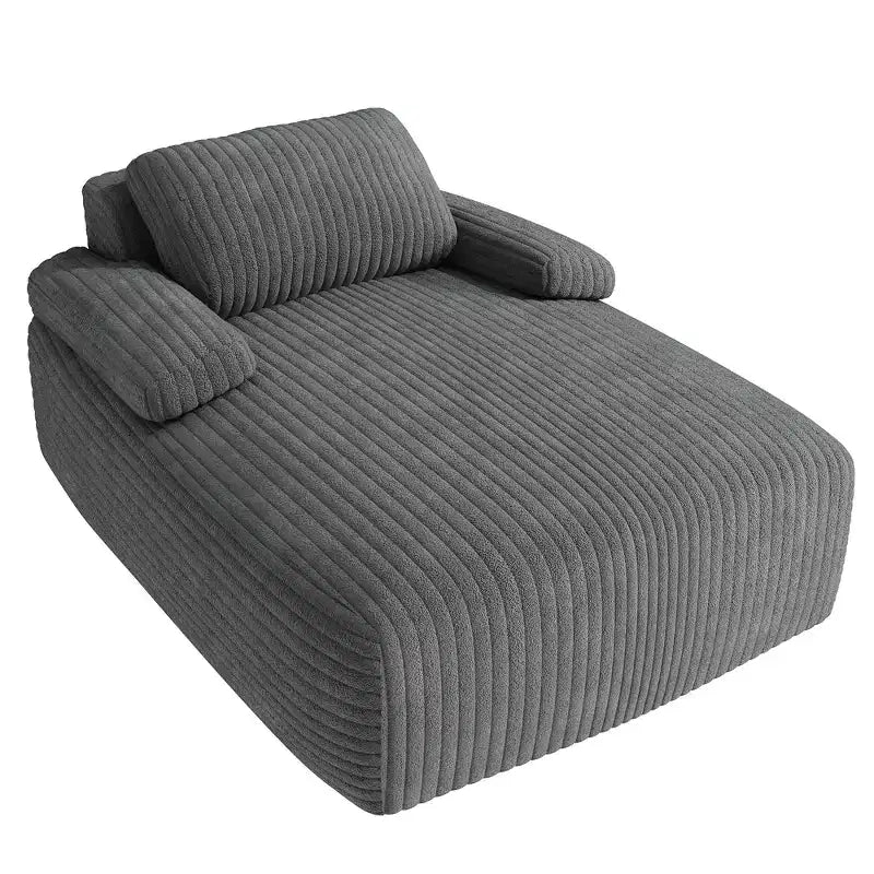 Divano Letto Chaise Longue in Velluto a Coste Grigio – 1 Posto