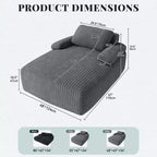 Divano Letto Chaise Longue in Velluto a Coste Grigio – 1 Posto