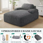 Divano Letto Chaise Longue in Velluto a Coste Grigio – 1 Posto
