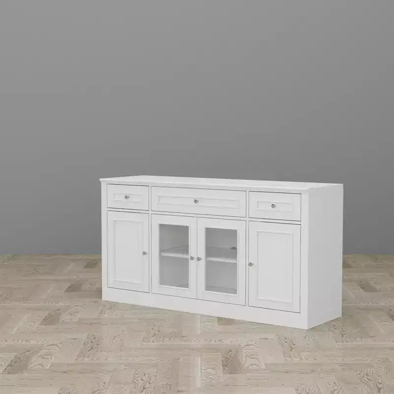 Madia da pranzo moderna con 4 ante e 3 cassetti, colore bianco