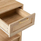 Comodino con cassetto in rattan naturale/bianco e ripiano aperto – Montaggio per 1 persona