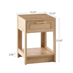 Comodino con cassetto in rattan naturale/bianco e ripiano aperto – Montaggio per 1 persona