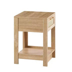 Comodino con cassetto in rattan naturale/bianco e ripiano aperto – Montaggio per 1 persona