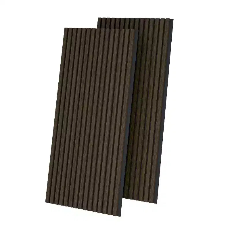 Pannelli murali acustici in impiallacciatura di legno beige/nera/marrone, stile piatto, set da 2