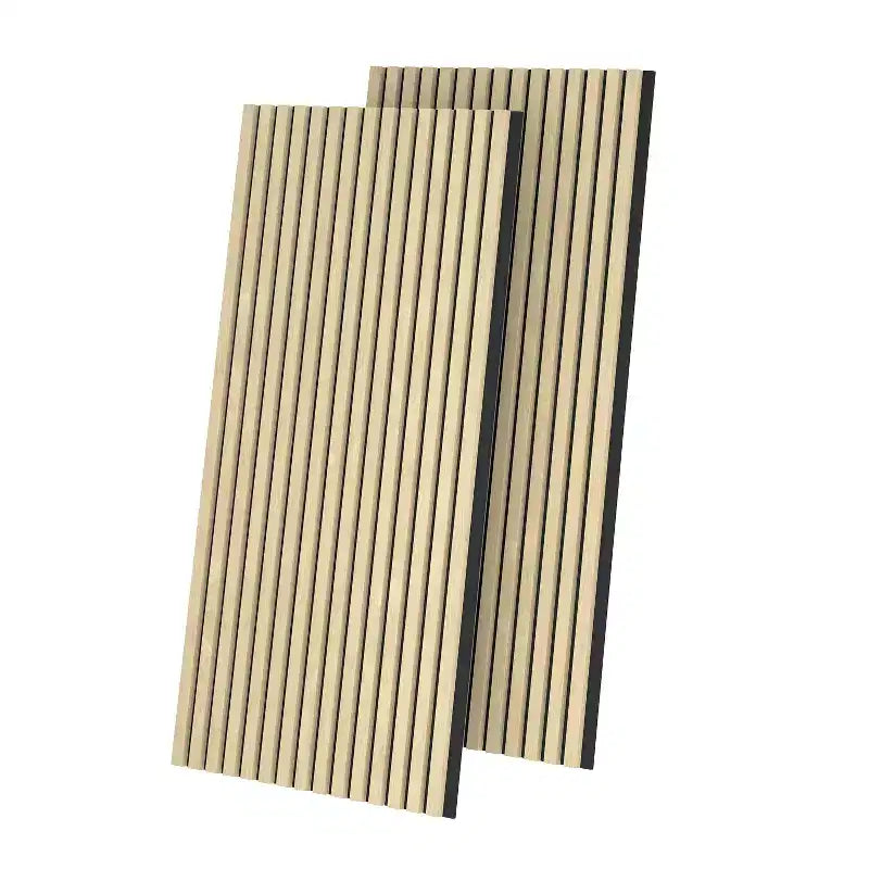 Pannelli murali acustici in impiallacciatura di legno beige/nera/marrone, stile piatto, set da 2