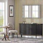 Pannelli murali acustici in impiallacciatura di legno beige/nera/marrone, stile piatto, set da 2