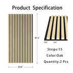 Pannelli murali acustici in impiallacciatura di legno beige/nera/marrone, stile piatto, set da 2