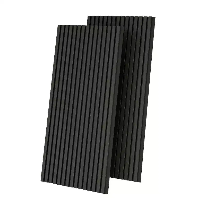 Pannelli murali acustici in impiallacciatura di legno beige/nera/marrone, stile piatto, set da 2