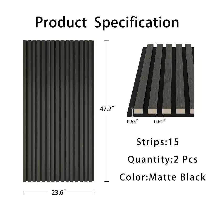 Pannelli murali acustici in impiallacciatura di legno beige/nera/marrone, stile piatto, set da 2