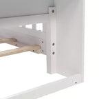 Letto singolo grigio/bianco con testiera a libreria, luce a LED e sponde di protezione – Adatto per 1