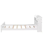 Letto singolo grigio/bianco con testiera a libreria, luce a LED e sponde di protezione – Adatto per 1