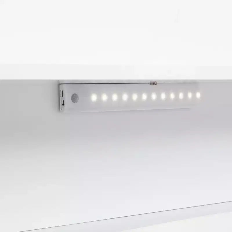 Letto singolo grigio/bianco con testiera a libreria, luce a LED e sponde di protezione – Adatto per 1