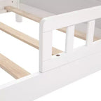 Letto singolo grigio/bianco con testiera a libreria, luce a LED e sponde di protezione – Adatto per 1