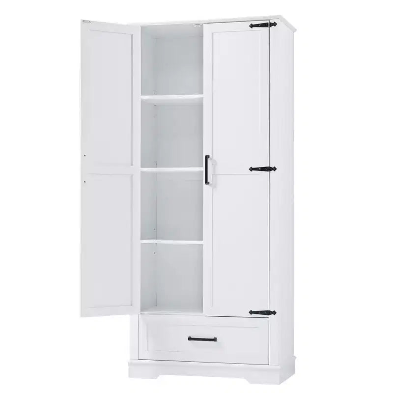Mobiletto contenitore bianco autoportante con ripiani regolabili, 4 ripiani, 1 cassetto