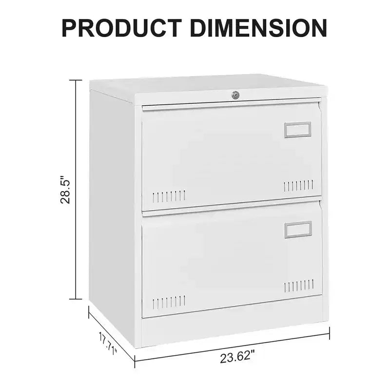 Classificatore metallico bianco a 2 cassetti con serratura – 1 persona, sotto la scrivania
