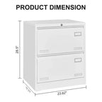 Classificatore metallico bianco a 2 cassetti con serratura – 1 persona, sotto la scrivania