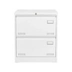 Classificatore metallico bianco a 2 cassetti con serratura – 1 persona, sotto la scrivania