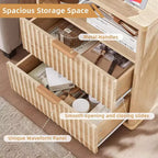 Comodino con scanalature in rovere naturale con 2 cassetti – 1 o 2 pezzi