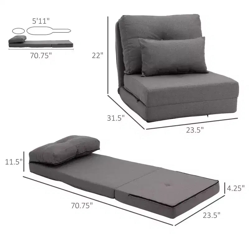 Sedia da pavimento convertibile beige/grigio scuro, 1 posto