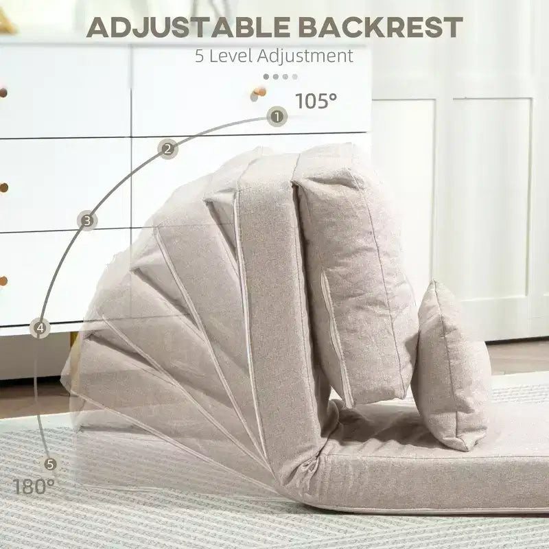 Sedia da pavimento convertibile beige/grigio scuro, 1 posto