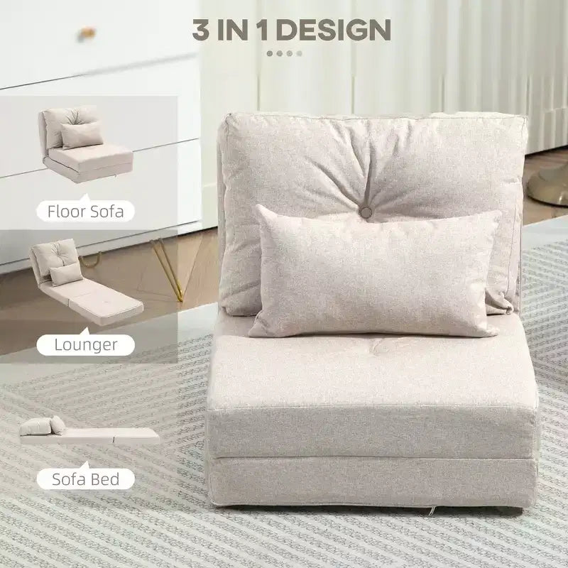 Sedia da pavimento convertibile beige/grigio scuro, 1 posto