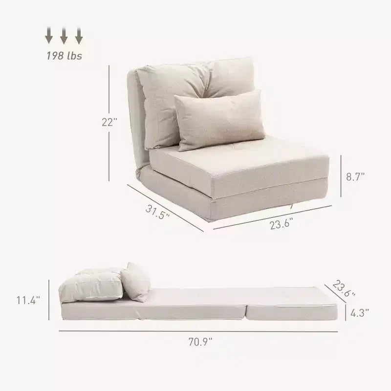Sedia da pavimento convertibile beige/grigio scuro, 1 posto