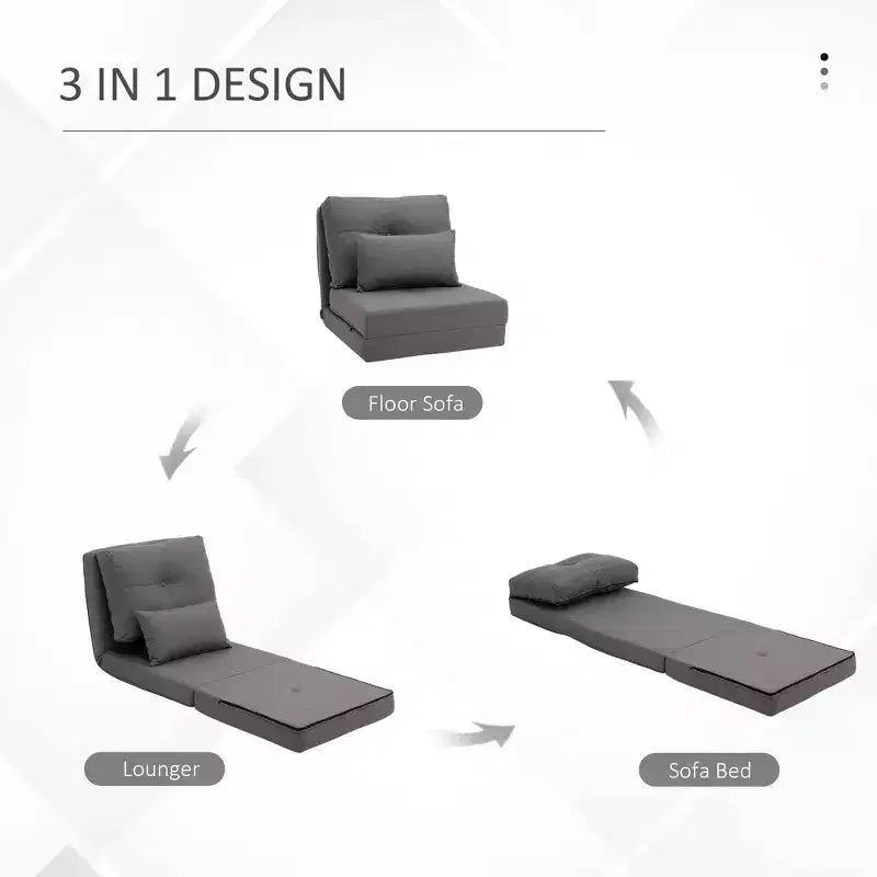 Sedia da pavimento convertibile beige/grigio scuro, 1 posto