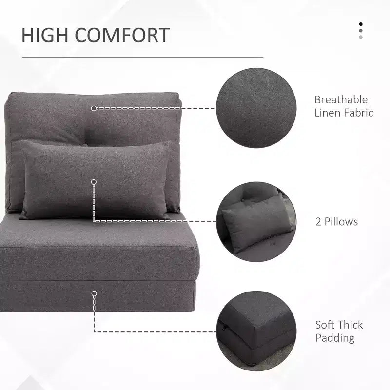 Sedia da pavimento convertibile beige/grigio scuro, 1 posto