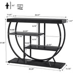 Consolle alta da 4 ripiani in stile industriale stretto - Nero / Bianco+Oro – 1 pezzo