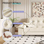 Divano Cloud a 4 posti in ciniglia beige/grigio scuro con braccioli rimovibili