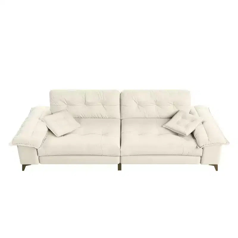 Divano Cloud a 4 posti in ciniglia beige/grigio scuro con braccioli rimovibili