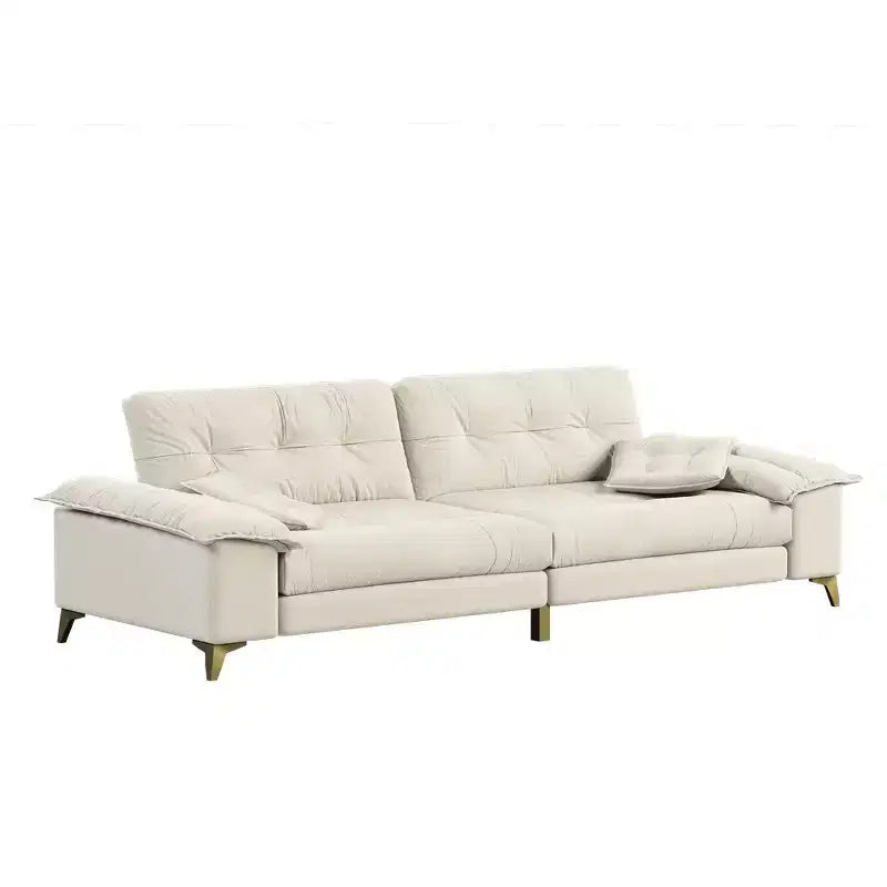Divano Cloud a 4 posti in ciniglia beige/grigio scuro con braccioli rimovibili
