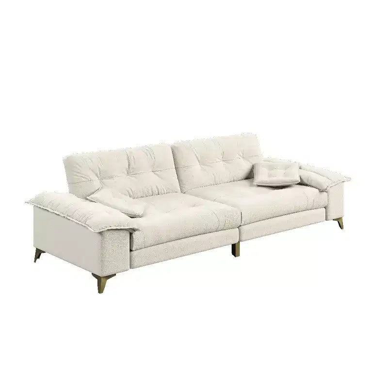Divano Cloud a 4 posti in ciniglia beige/grigio scuro con braccioli rimovibili
